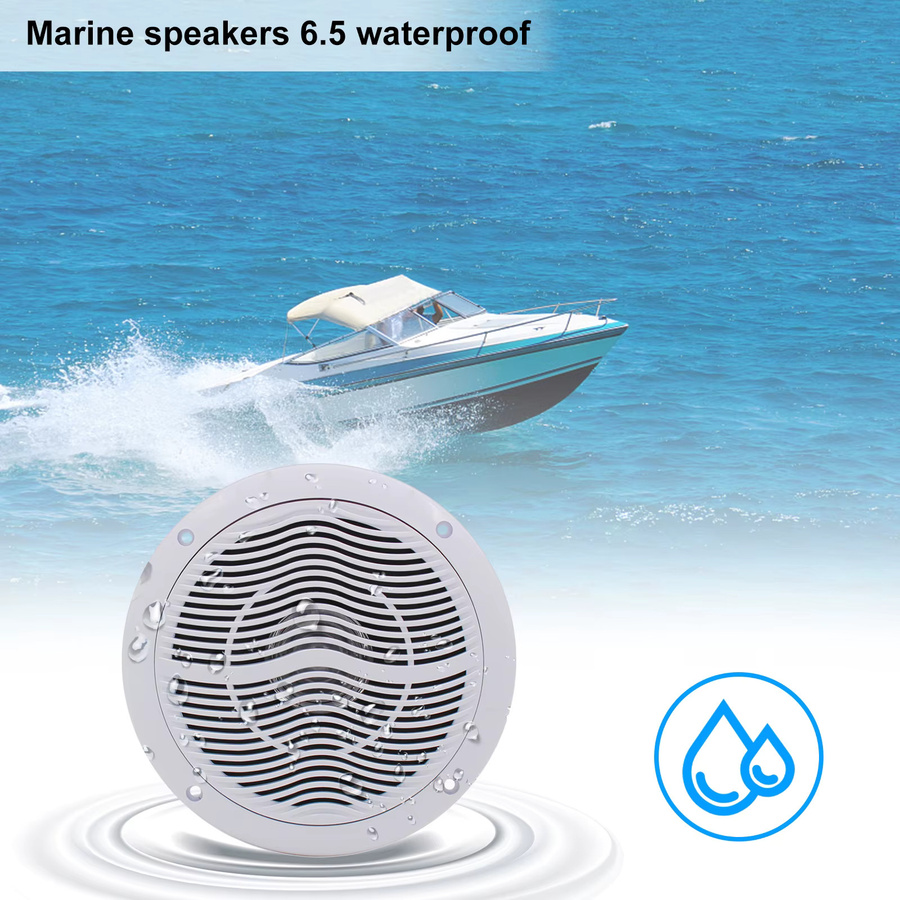 Herdio 2er-Set Marine-Lautsprecher 2-Wege 6,5 Zoll 120W wasserdicht und wetterbeständig in Weiß für ATV UTV und Boote - Bild 2