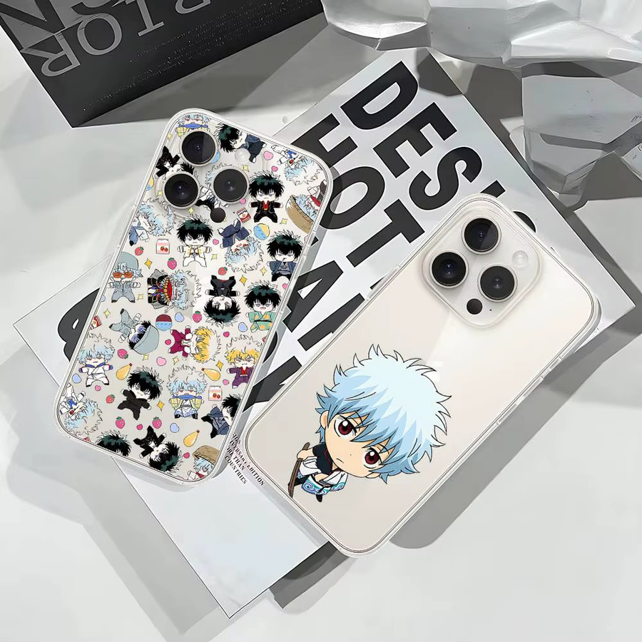 Stoßfeste Anime Gintama Handyhülle für iPhone 11 bis 17 Pro Max, Transparent, Multicolour - Bild 2
