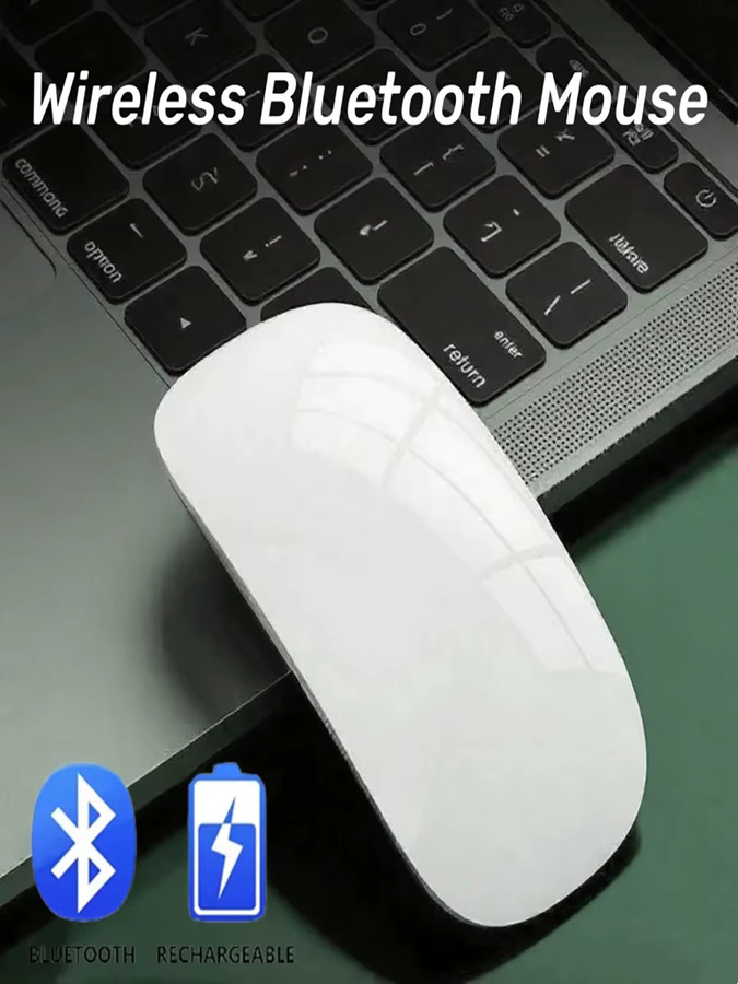 KaiAqua Bluetooth Maus, ultra-dünne kabellose Maus mit Multi-Arc-Touch und geräuschlosem Klicken, wiederaufladbar, Farbe: Weiß - Bild 1