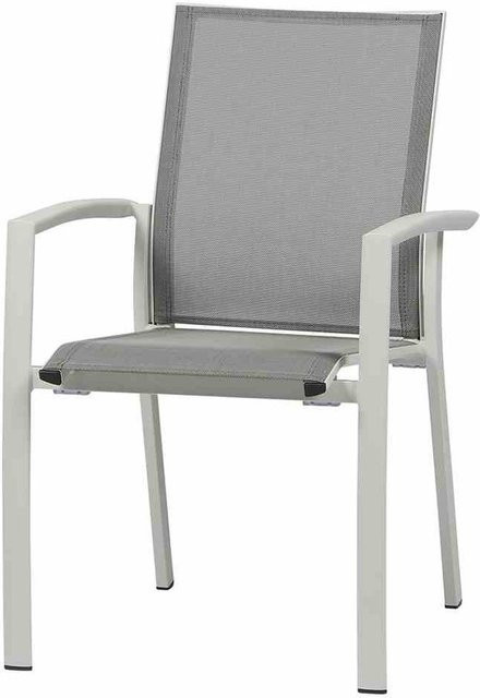 Siena Garden Dining Sessel Velia aus Aluminium und Ranotex in Weiß-Grau, stapelbar und UV-beständig - Bild 1