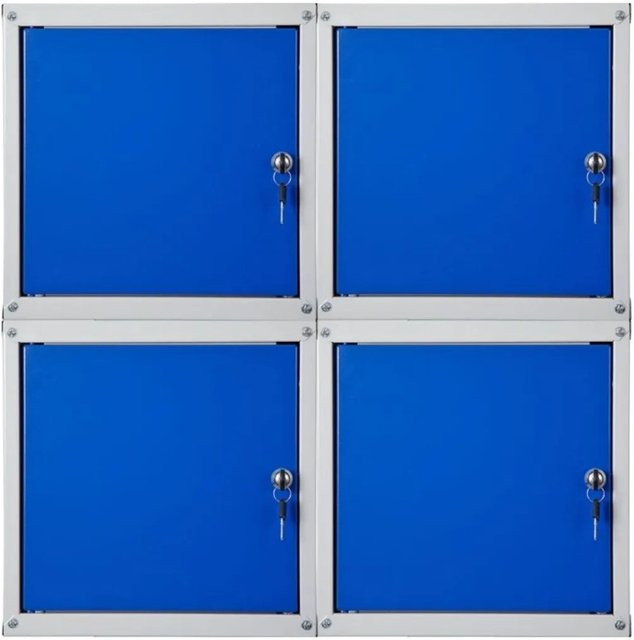 PROREGAL Schließfachwürfel Cubic Set aus Metall, 4er Pack, Grau-Blau, H x B x T: 35 x 35 x 35 cm - Bild 1
