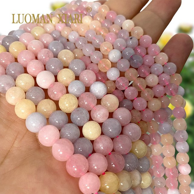 LUOMAN XIARI Perlen Morganit, Naturstein, Rund, 4-12 mm - Bild 1