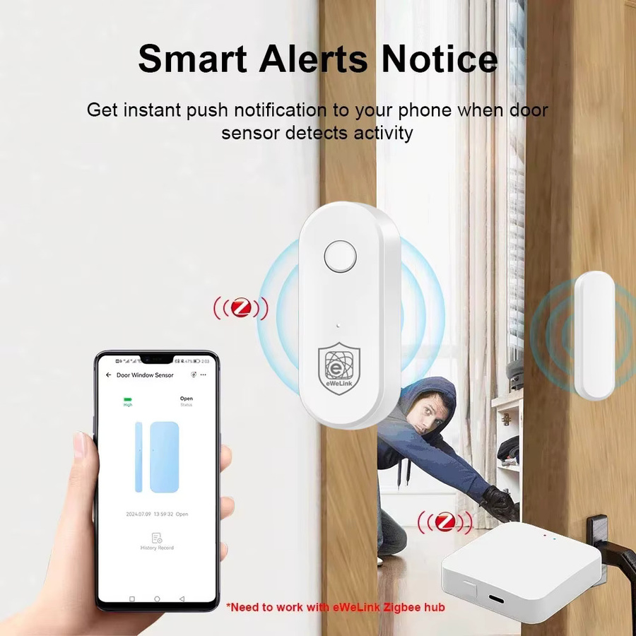 Earykong Zigbee Türsensor und Fenster-Öffnungsdetektor für dein Smart Home in Schwarz, kompatibel mit Sonoff Gateway, Alice und Yandex - Bild 4