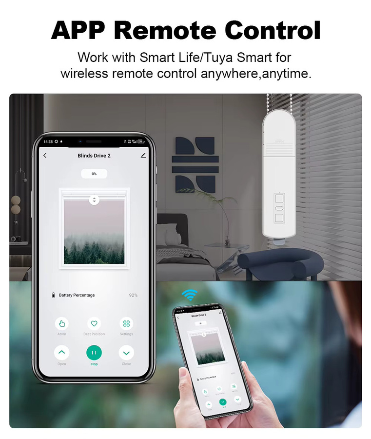 MANHOT WLAN Smart DIY Motorisierter Rolladen- und Jalousieantrieb in Weiß mit Smart Life App, Google Home und Alexa Sprachsteuerung - Bild 2