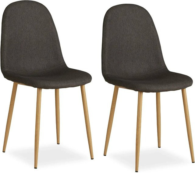 Homestyle4u Esszimmerstuhl 2er Set in Anthrazit mit Polsterung aus Polyester und Metallgestell - Bild 1