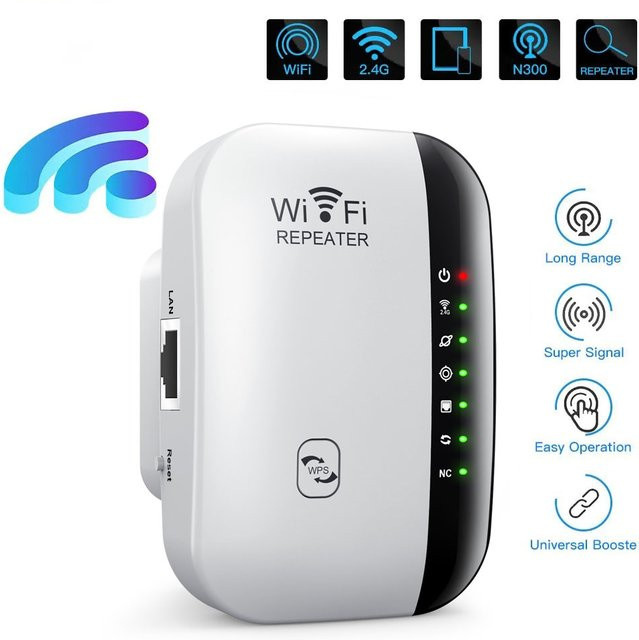 Kebidumei Wireless WIFI Repeater 300Mbps 2,4G WLAN Verstärker und Range Extender in Weiß - Bild 1