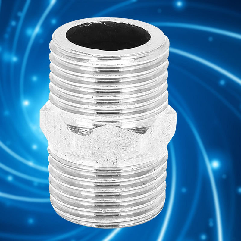 Meterk 5er Set Sechskantnippel aus Edelstahl in Silber, 1/2 Zoll Gewinderohrverbinder für Wasserheizung - Bild 5