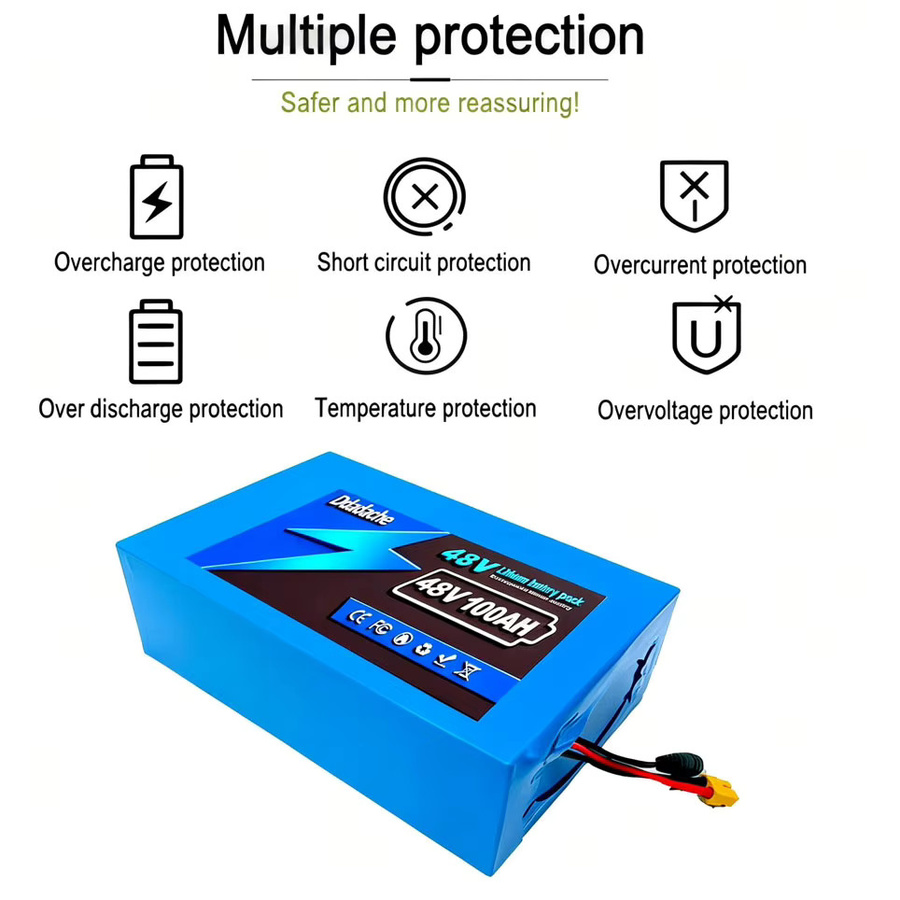 18650 Lithium-Batteriepack 13S8P 48V 100Ah 100000mAh mit eingebautem BMS und Ladegerät in Blau - Bild 4