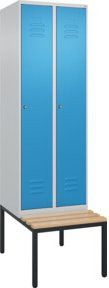 C+P Spind Classic PLUS Garderobenschrank mit Sitzbank, 2 Abteile, Zylinderschloss, 3 Garderobenhaken, B/H/T: 212,0 x 81,5 x 60,0 cm - Bild 1