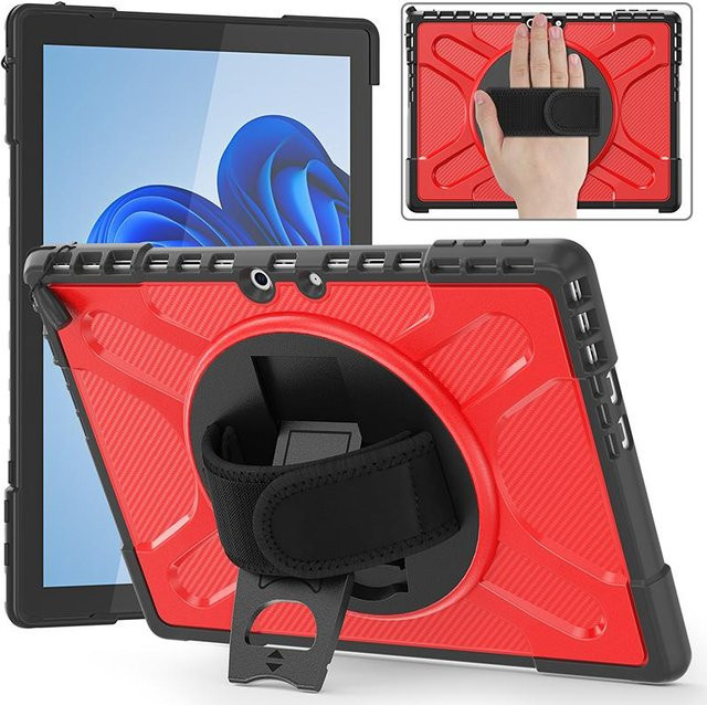 Schutzhülle für Microsoft Surface Pro 11 10 9 13 Zoll mit Ständerhalter, Handschlaufe und 360 Grad Drehung, rot - Bild 1