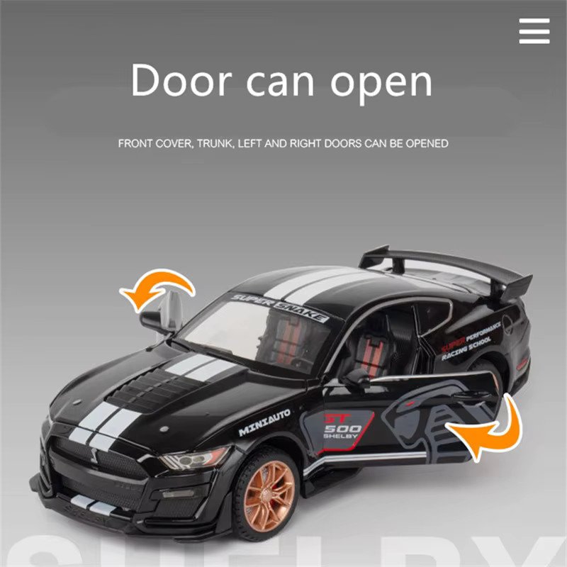 MAKEDA Ford Mustang Shelby GT500, Sportwagen Modell, 1:24, Metall, mit Licht und Sound, orange - Bild 3
