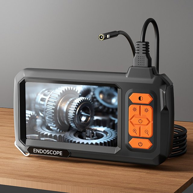 ENWOR Dual-Endoskop mit 4,3-Zoll-IPS-Bildschirm, HD1080P, 8 mm wasserdichte Sanitärkamera mit einer Sonde und einstellbaren LEDs zur Autokontrolle - Bild 1