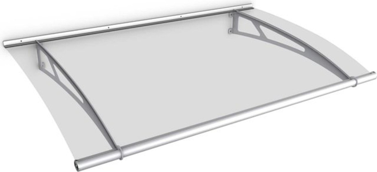Gutta Pultvordach Typ L aus Edelstahl und Acryl, klar, B: 150 cm, T: 95 cm - Bild 1