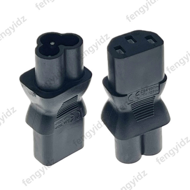 Fengyidz AC-Stromadapter Konverter von IEC 320 C13 Buchse auf C6 Kleeblatt-Stecker in Schwarz - Bild 1