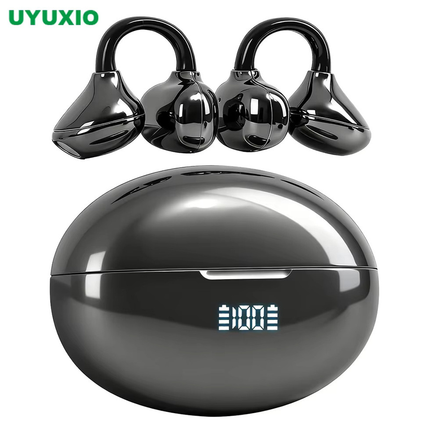 UYUXIO Clip-Ohr-Ohrhörer in Schwarz, offene Bluetooth 5.4 Kopfhörer mit IPX7 Wasserdichtigkeit und Mikrofon für Sport und Laufen - Bild 2