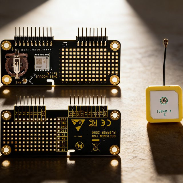 KUXA GNSS-Modul-Empfänger für Flipper Zero mit aktiver Antenne, unterstützt GPS, BeiDou, GLONASS und QZSS, Schwarz - Bild 1