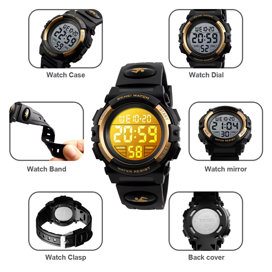 SKMEI Kinderarmbanduhr, Chronograph, Digitaluhr, Kunststoff, Schwarz - Bild 3