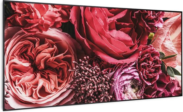 Klarstein Wonderwall Air Art Smart Infrarotheizung mit App-Steuerung, Motiv Blume, Schwarz, B: 120 cm, H: 60 cm, 700 W - Bild 1