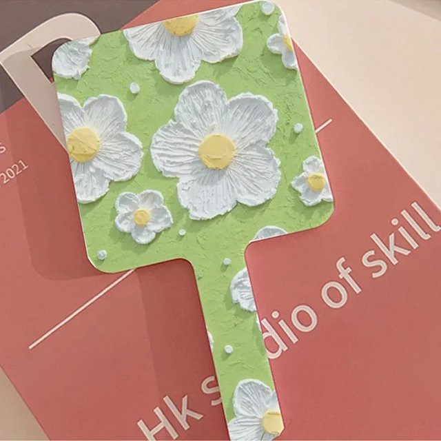 RUZOFO Handspiegel mit Griff Design in Pink oder Grün, quadratischer Kompaktspiegel für Wimpernverlängerung und Make-up im professionellen SPA oder Salon - Bild 1