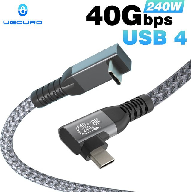 UGOURD USB 4 Thunderbolt 4 Typ C Winkelkabel mit 40Gbps, 240W und 8K Unterstützung für EGPU und SSD Boxen - Bild 1