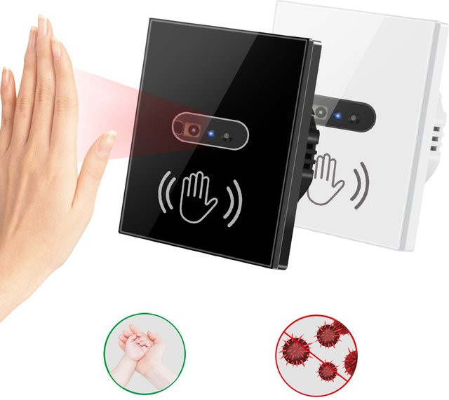 AXUS EU Infrarot-Wand-Smart-Lichtschalter mit IR-Sensor und Glasbildschirm-Panel in Schwarz - Bild 1
