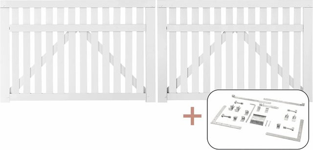 Country Fence Doppeltor aus Nadelholz in Weiß, Breite: 300 cm, Höhe: 98 cm - Bild 1