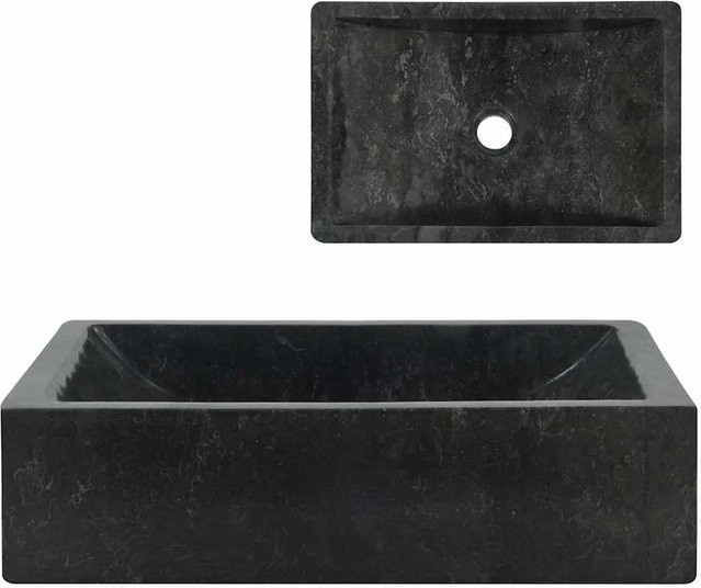vidaXL Waschbecken in Marmor-Optik Schwarz Hochglanz, B/T/H: 45 x 30 x 12 cm - Bild 1