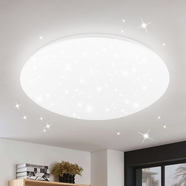 Cliheet LED-Deckenleuchte in Weiß, runde Unterputzleuchte mit Sternenhimmel-Effekt, 18 W, 6000 K Kaltweiß, Durchmesser: 30 cm, ideal für Kinderzimmer und Wohnzimmer - Bild 1