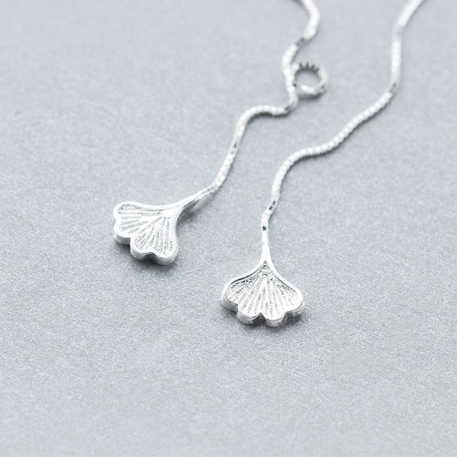 Lucky Star Jewelry Ohrkette, Ginkgoblatt, Kupfer, Silber, Damen - Bild 1