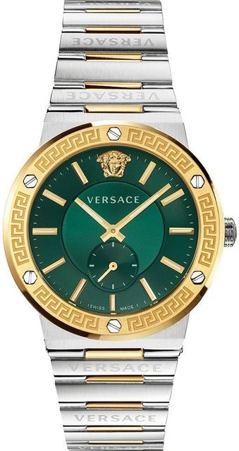 Versace Herrenuhr, Quarz, Edelstahl, 41 mm, Silber, Grün - Bild 1