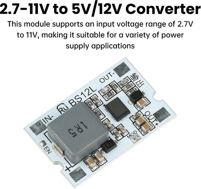 Gaqqee DC-DC-Aufwärtswandler-Modul Mini-Aufwärtswandlerplatine 2,7–11 V auf 5 V/12 V 10 A in Multicolour mit Kurzschluss- und Übertemperaturschutz - Bild 1