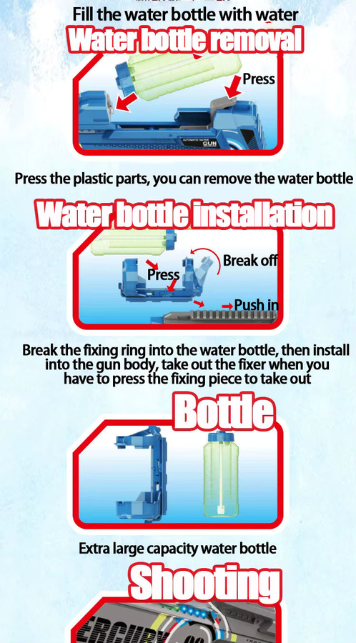 CONUSEA Vollautomatische Wasserpistole, Elektrische Pistole, Blau - Bild 4