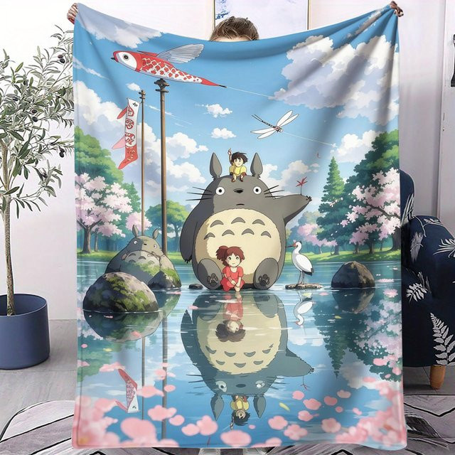 LjqEight Hayao Miyazaki Klassische Anime-Decke aus Polyester, Mehrfarbig, B: 75 cm, H: 90 cm - Bild 1