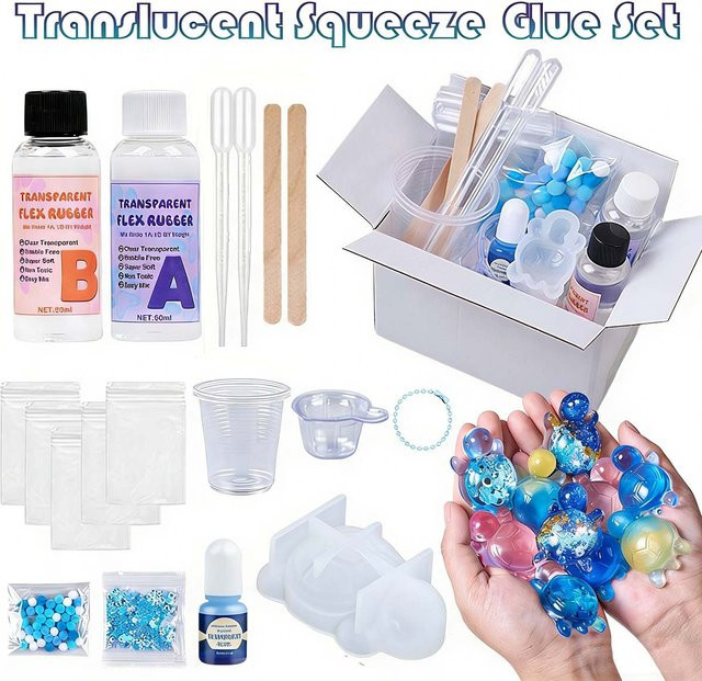 UDOCOOL DIY Schildkröten-Taba-Squishy-Spielzeug-Set, Silikon, transparent - Bild 1