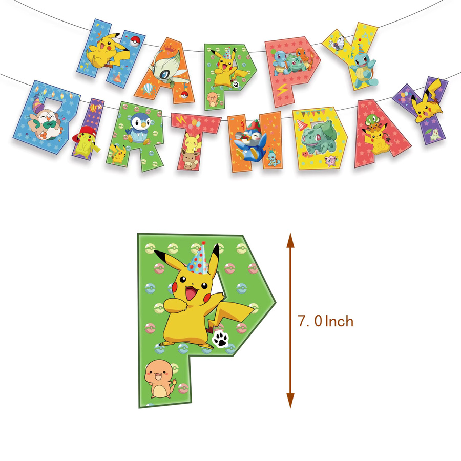 Potdemiel Pokemon Pikachu Party Deko Set, Ballon, Cupcake Topper, Banner, Foto Prop - Bild 2