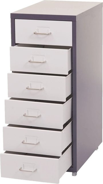 PROREGAL Rollcontainer Housten mit 6 Schubladen in Dunkelgrau und Weiß, B/T/H: 69 x 28 x 41 cm - Bild 1