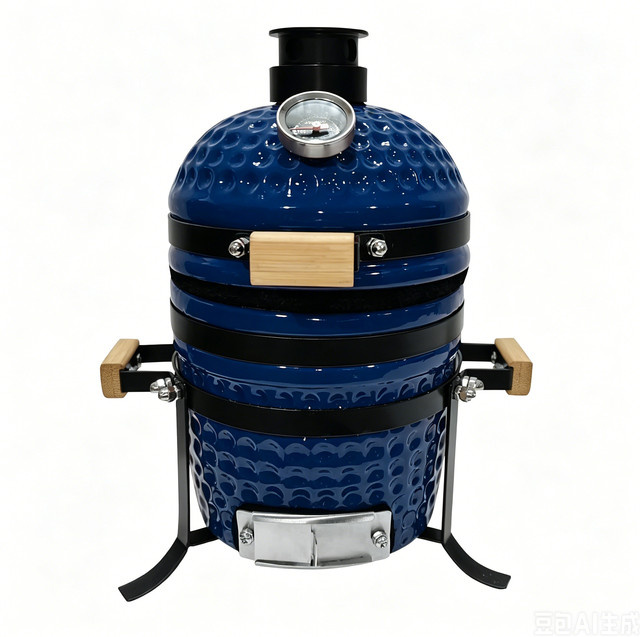 Mini Keramikgrill Tragbarer Holzkohle-BBQ-Smoker Desktop-Grillgerät Blau 11,43 cm - Bild 1