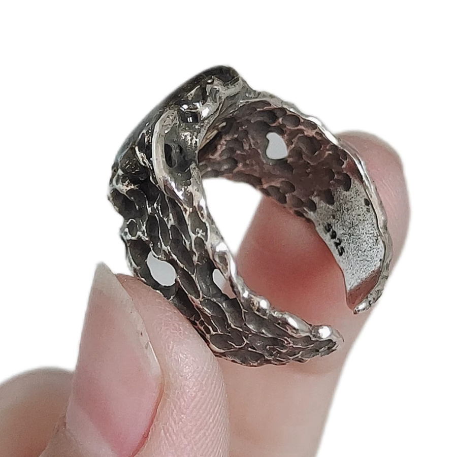 Seymchan Silberring, 925 Silber, Oliven-Meteorit, Unisex - Bild 3