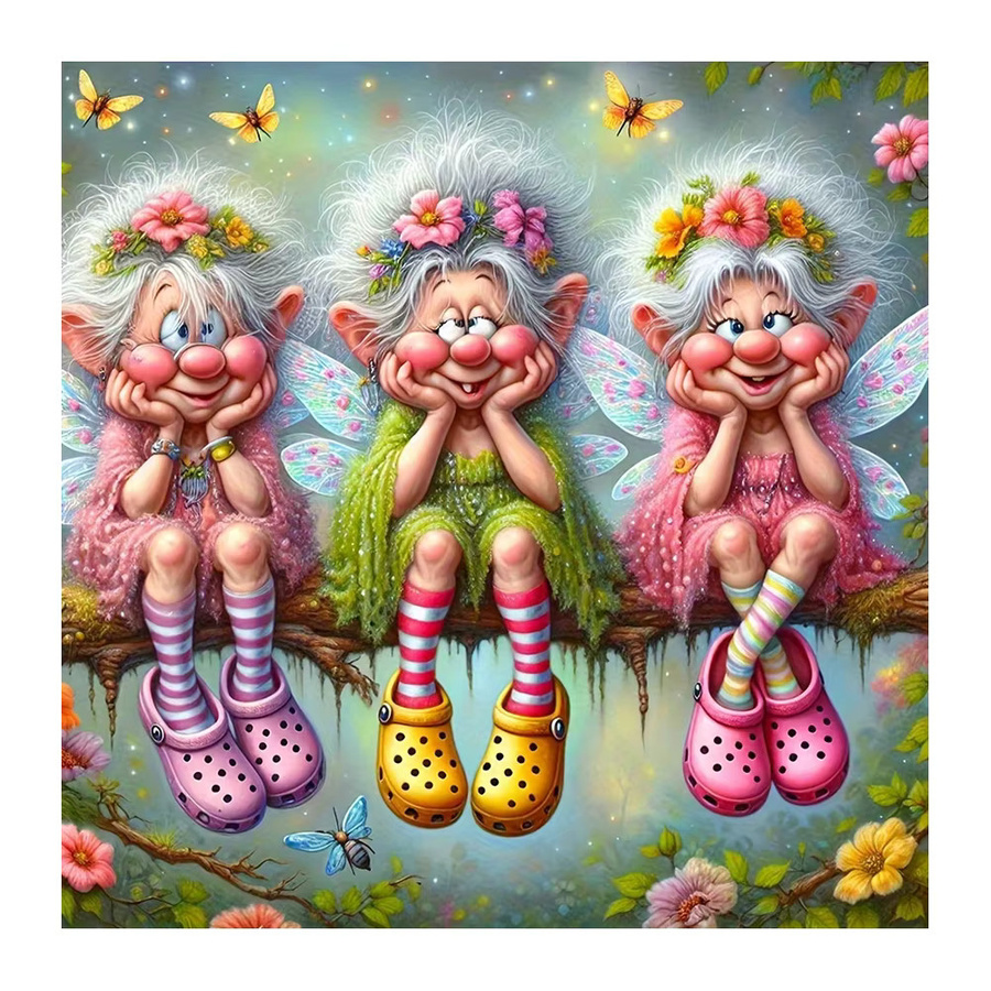 EverShine DIY Diamantmalerei Cartoon Porträt Alte Frau 5D Mosaik Stickerei in Multicolour zur Wanddekoration B/T/H: 20 x 20 x 20 cm - Bild 4