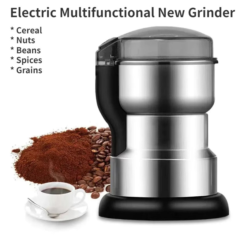 NOCCLILI Elektrische Multifunktionsmühle aus Edelstahl in Silber für Kaffee, Bohnen, Getreide, Nüsse und Gewürze mit 400 W - Bild 2