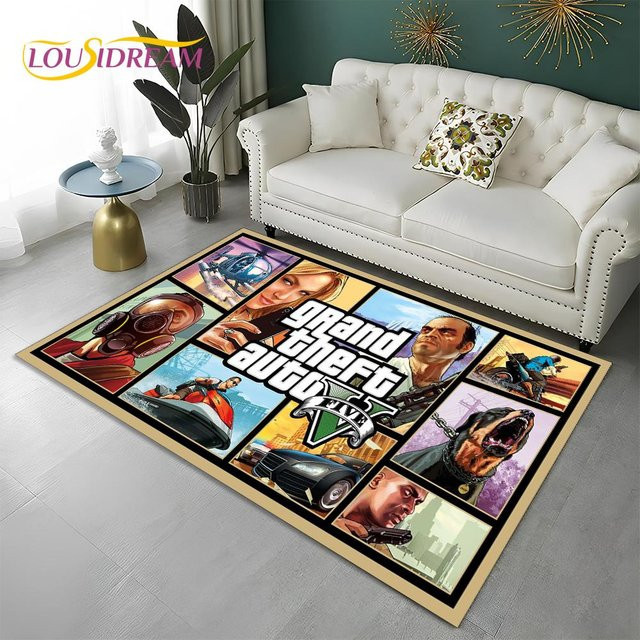 Karpetti Grand Theft Auto 3D Gamer Teppich, rutschfeste Bodenmatte für Wohnzimmer, Schlafzimmer oder Kinderzimmer, B/L: 80 x 120 cm, Mehrfarbig - Bild 1