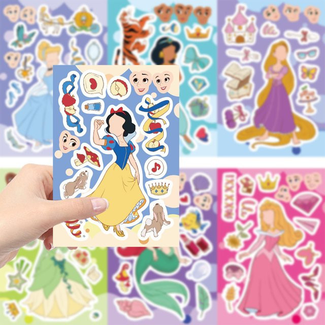 Disney Prinzessin Puzzle Aufkleber, 8/16 Blatt, DIY Montieren - Bild 1