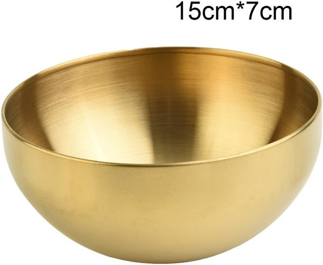 Edle Salatschüssel aus Edelstahl in Gold mit Doppelschicht, Durchmesser: 15 cm - Bild 1