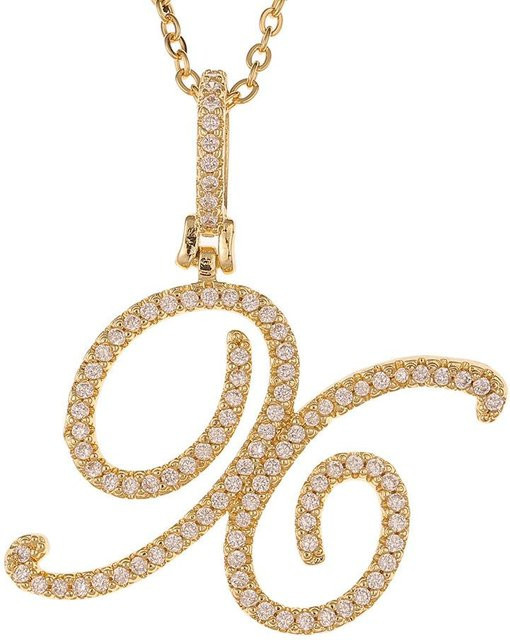 Halskette mit A-Z Initialen Anhänger, Schreibschrift, Damen, Silver beige - Bild 1