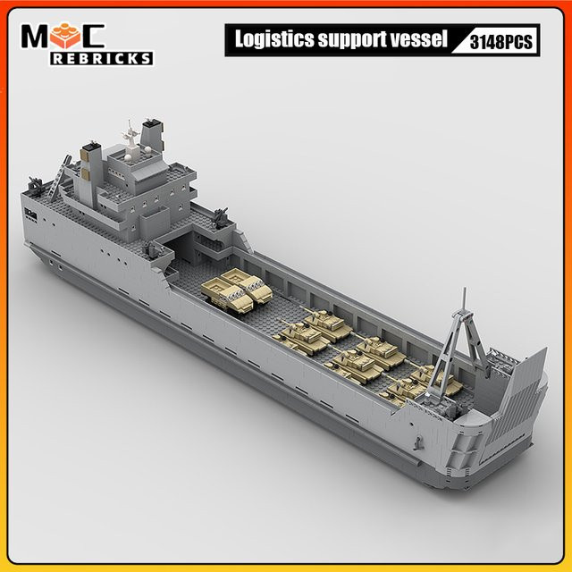 MOCREBRICKS Logistik Support Gefäß Nachshon Besson Klasse Fearless Patrol Gefäß Mikroschuppen, Baustein Modell, Fahrzeug - Bild 1