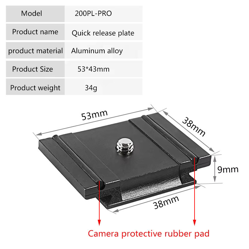 BEXIN 200PL-PRO Schnellwechselplatte Arca-Swiss zu Manfrotto RC2 Adapterhalterung für Kamerastativköpfe in Schwarz - Bild 3