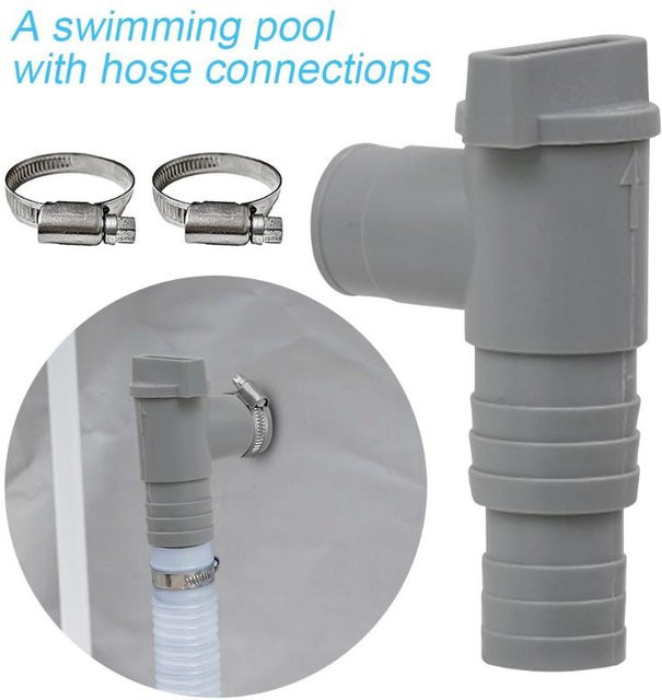 Intex PoolSun Schwimmbad-Adapterset aus PVC mit Kugelventil und Ablaufschlauchanschlüssen in Grau - Bild 1