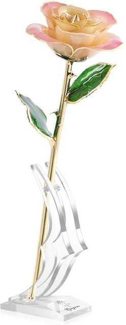 Ejoyous Echte Rose 24K Gold vergoldet mit Rosenständer in Rosa, Creme und Beige - Bild 1