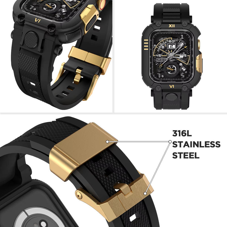 ONELENT Sportliches Armband mit Schutzhülle für Apple Watch in Schwarz, Unisex - Bild 2