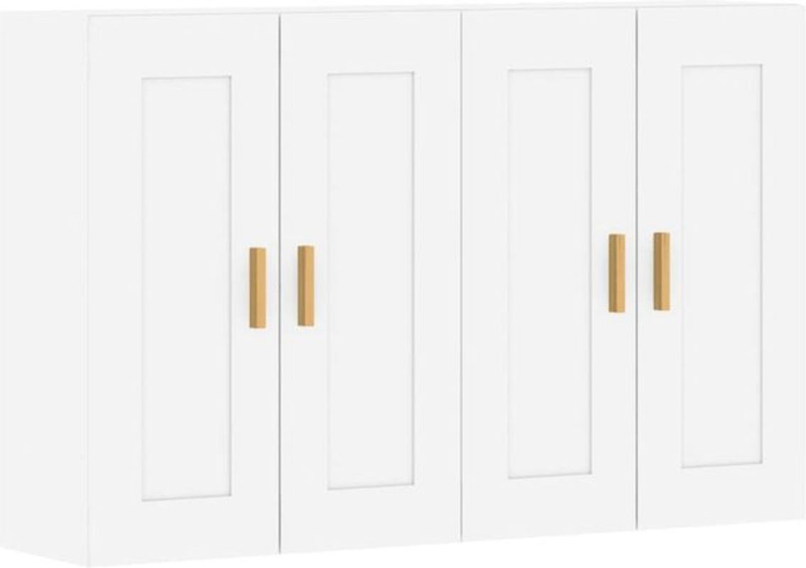 Set aus 2 modernen Hängeschränken von vidaxl in Weiß aus Holzwerkstoff mit Drehtüren, B/H/T: 69,5 x 90 x 34 cm - Bild 1